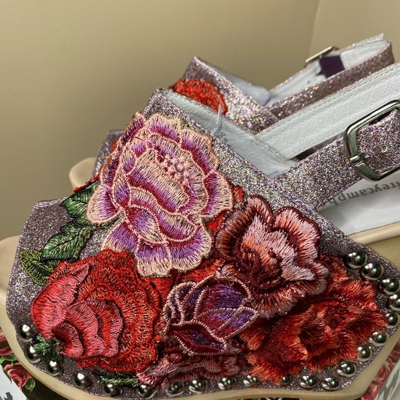 Jeffrey Campbell Cadbury Glitter Red Floral Sandal - Picture 4 of 11